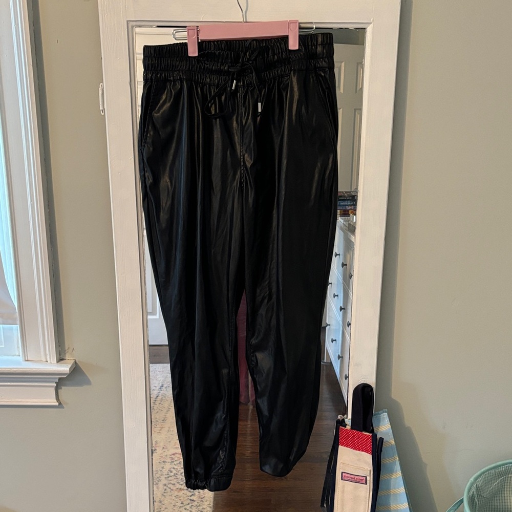 Blank NYC Black Faux Leather Joggers
